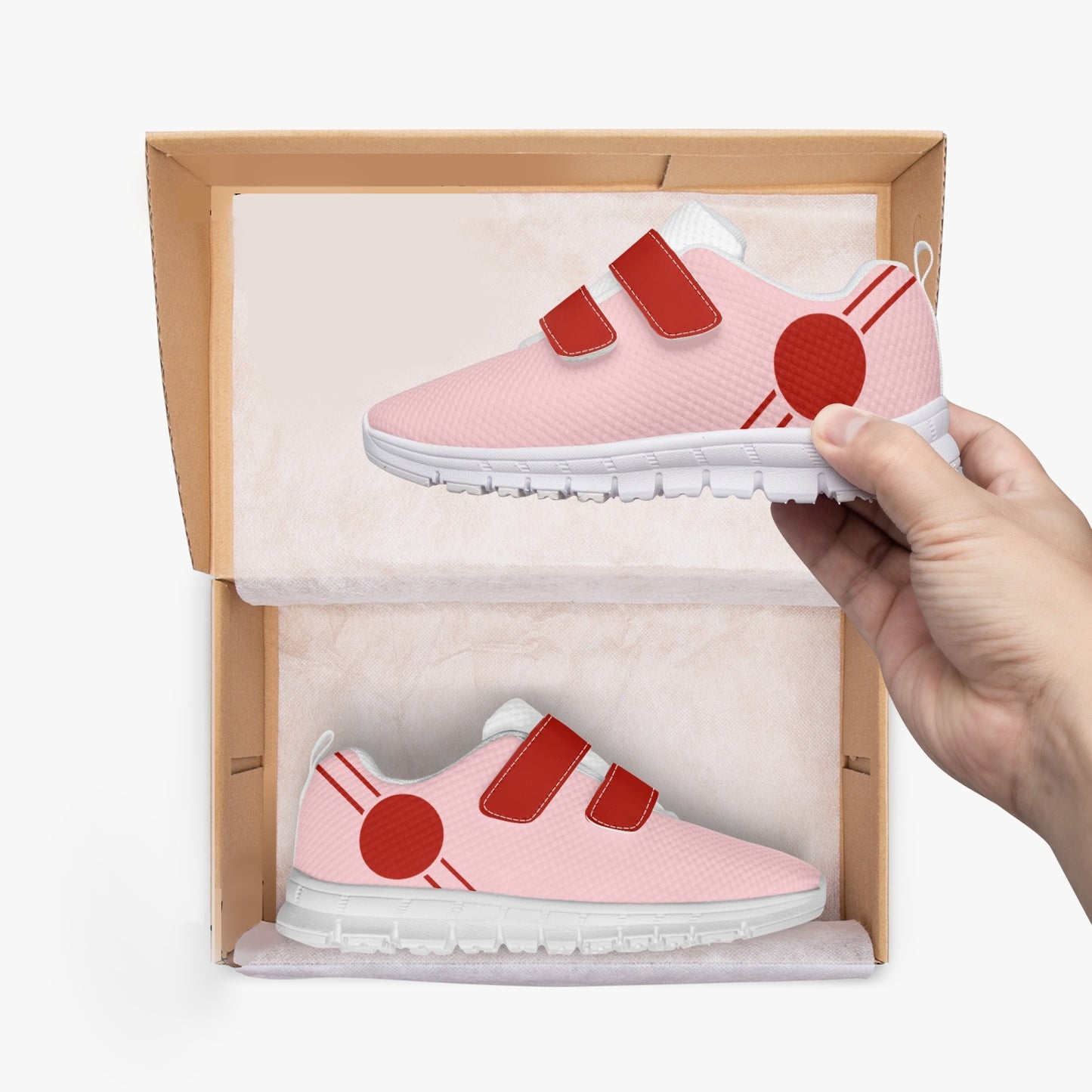 Japan Pride Kid's Lightweight Velcro Mesh Sneaker - Pink