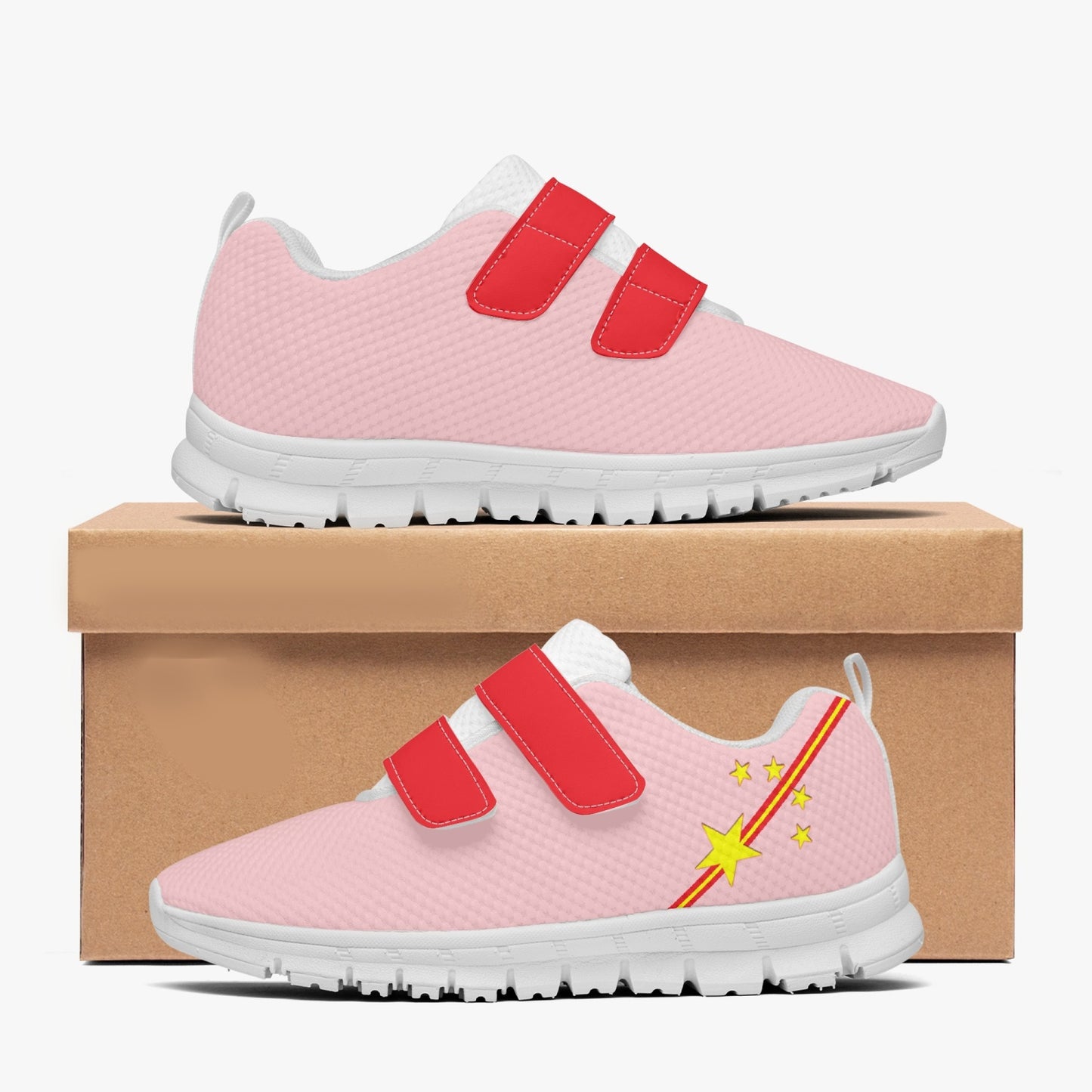 China Pride Kid's Lightweight Velcro Mesh Sneaker - Pink