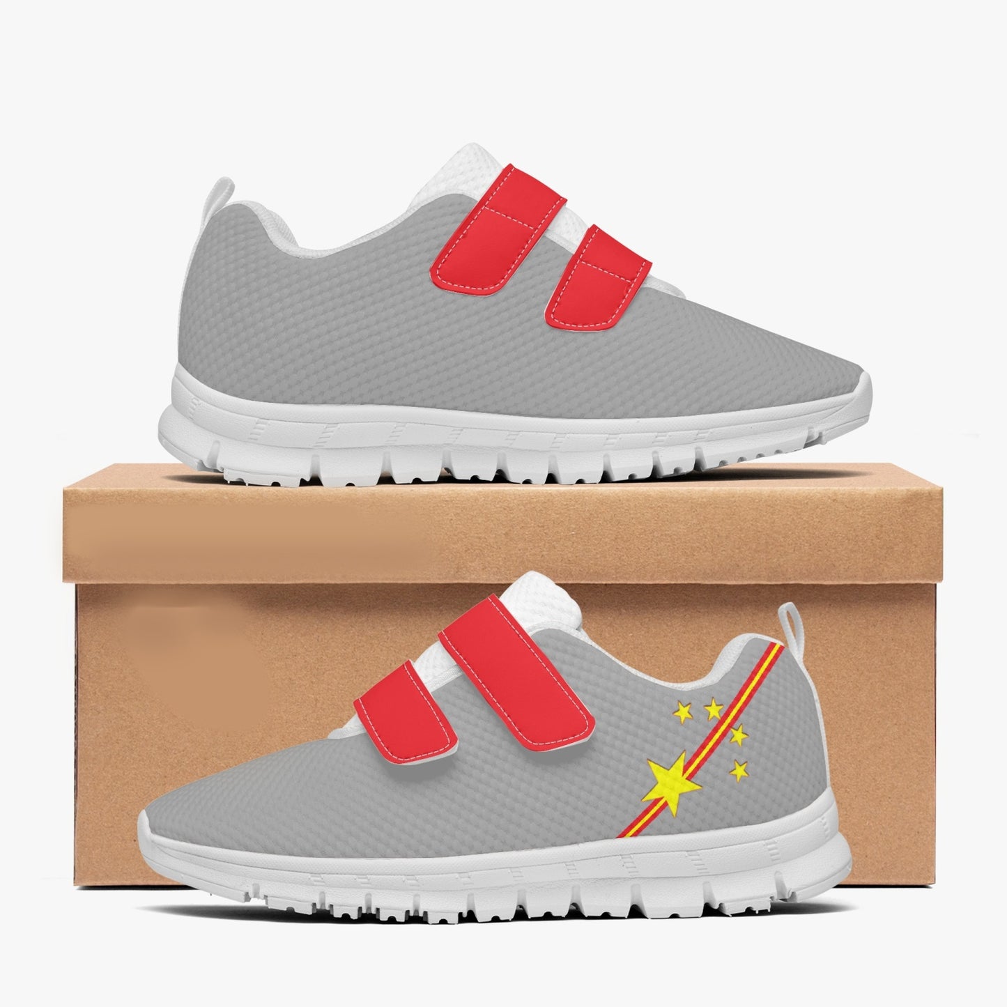 China Pride Kid's Lightweight Velcro Mesh Sneaker - Gray