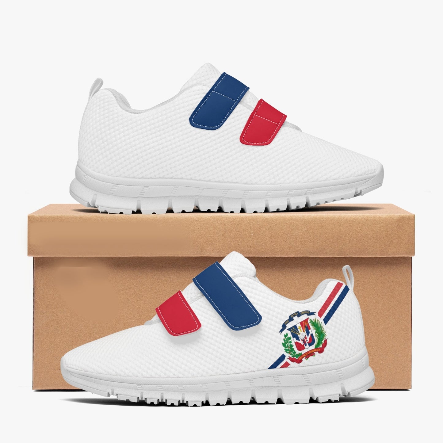 Dominican Pride Kid's Lightweight Velcro Mesh Sneaker - White