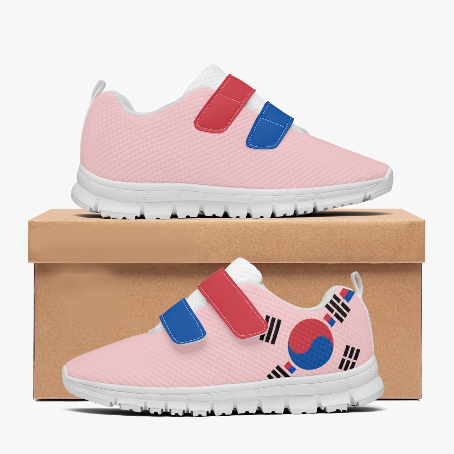South Korea Pride Kid's Lightweight Velcro Mesh Sneaker - Pink