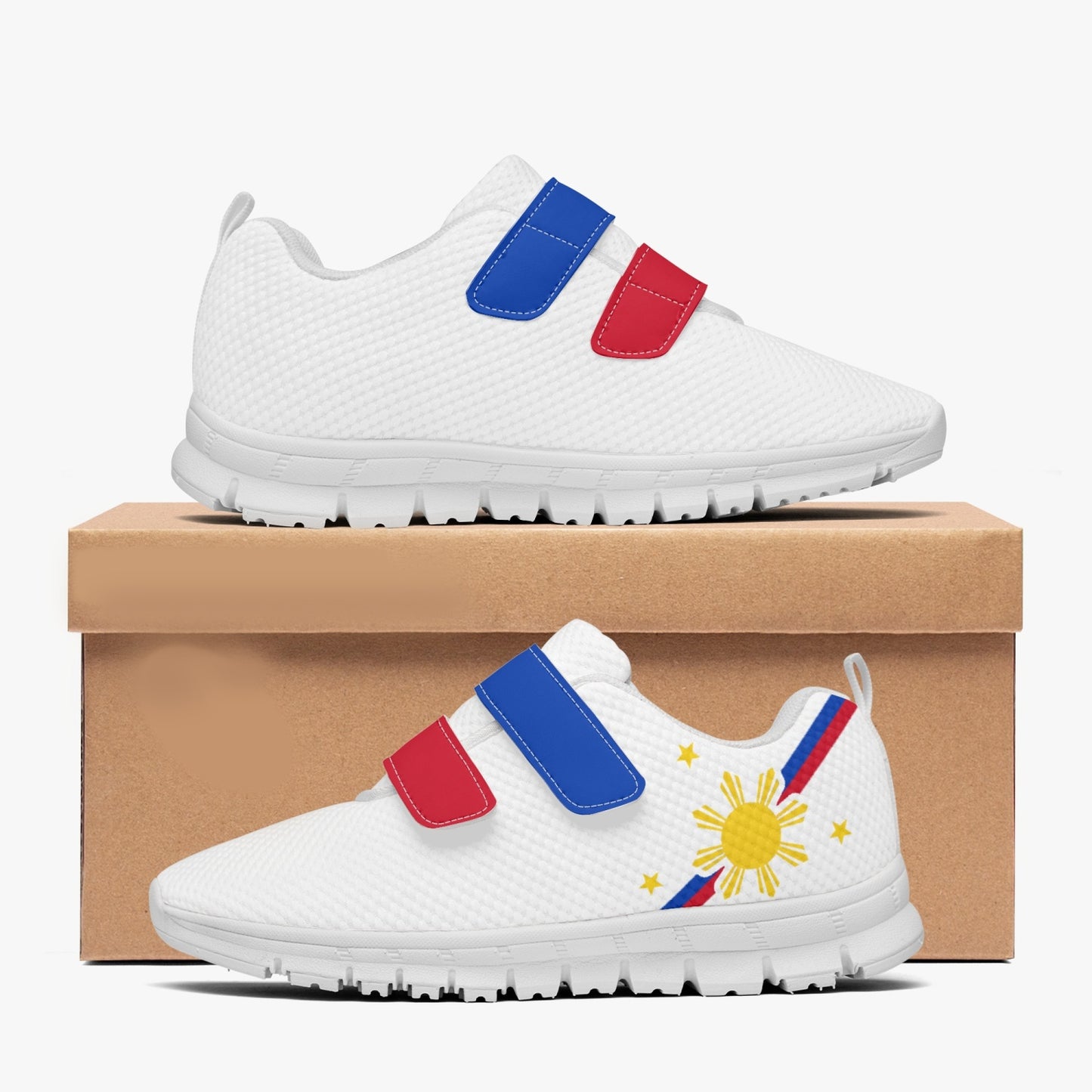 Philippines Pride Kid's Lightweight Velcro Mesh Sneaker - White