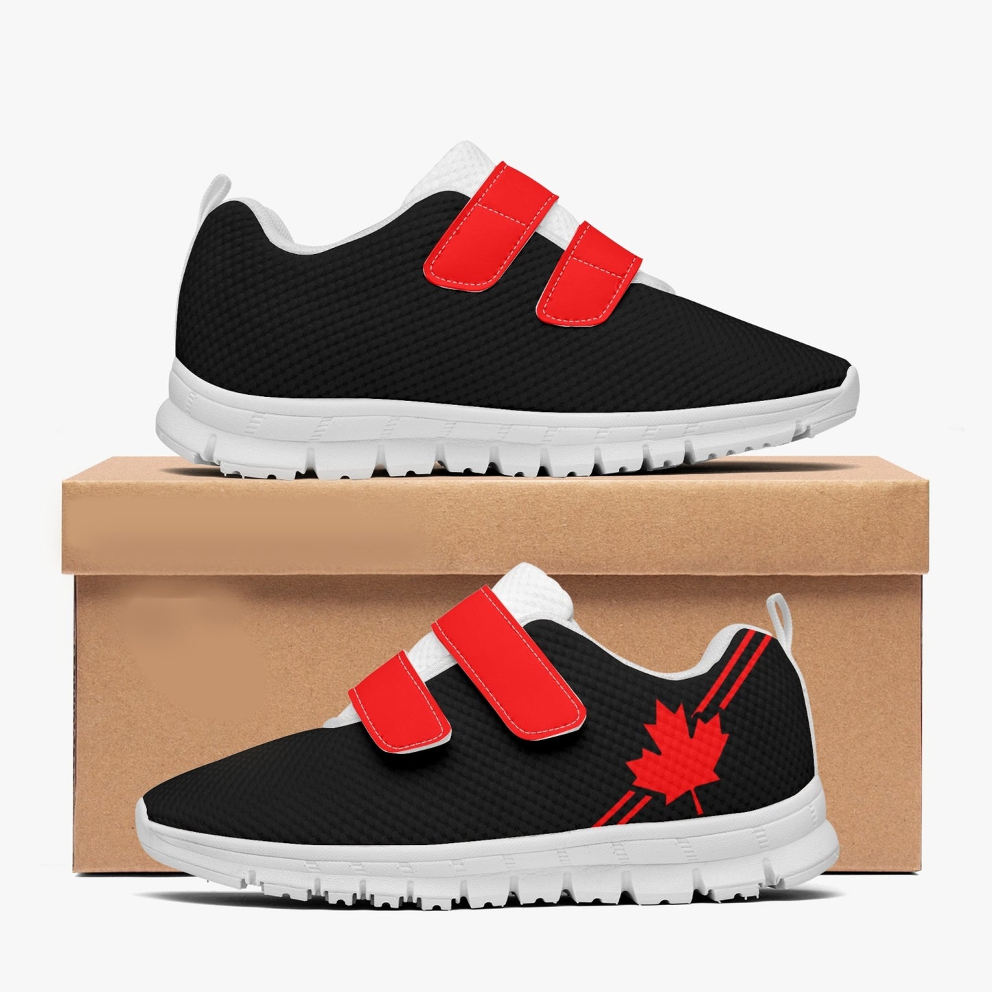 Canada Pride Kid's Lightweight Velcro Mesh Sneaker - Black
