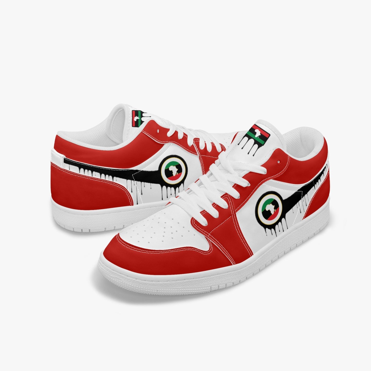 Air Africa Black Drip / Red & White Low Tops (White Sole) - Men's & Women's