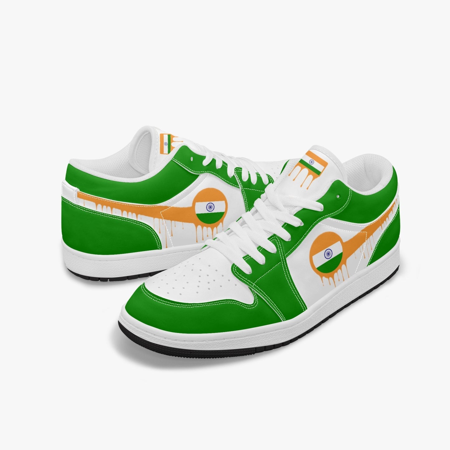 Air India Orange Drip / Green & White Low Tops (Black Sole) - Men's & Women's