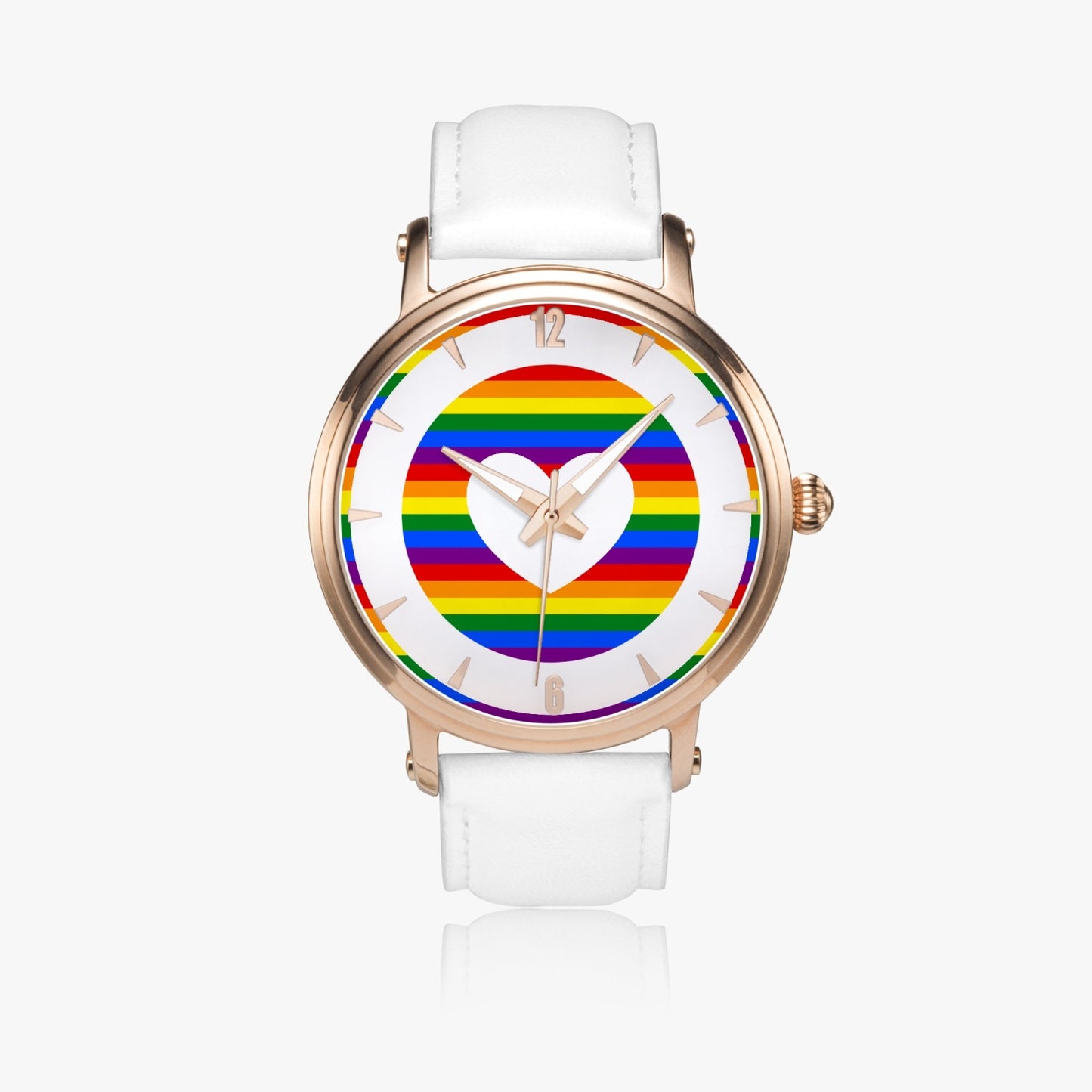 Rainbow Pride Premium Leather Men's Watch - Silver / Rose Gold / Black