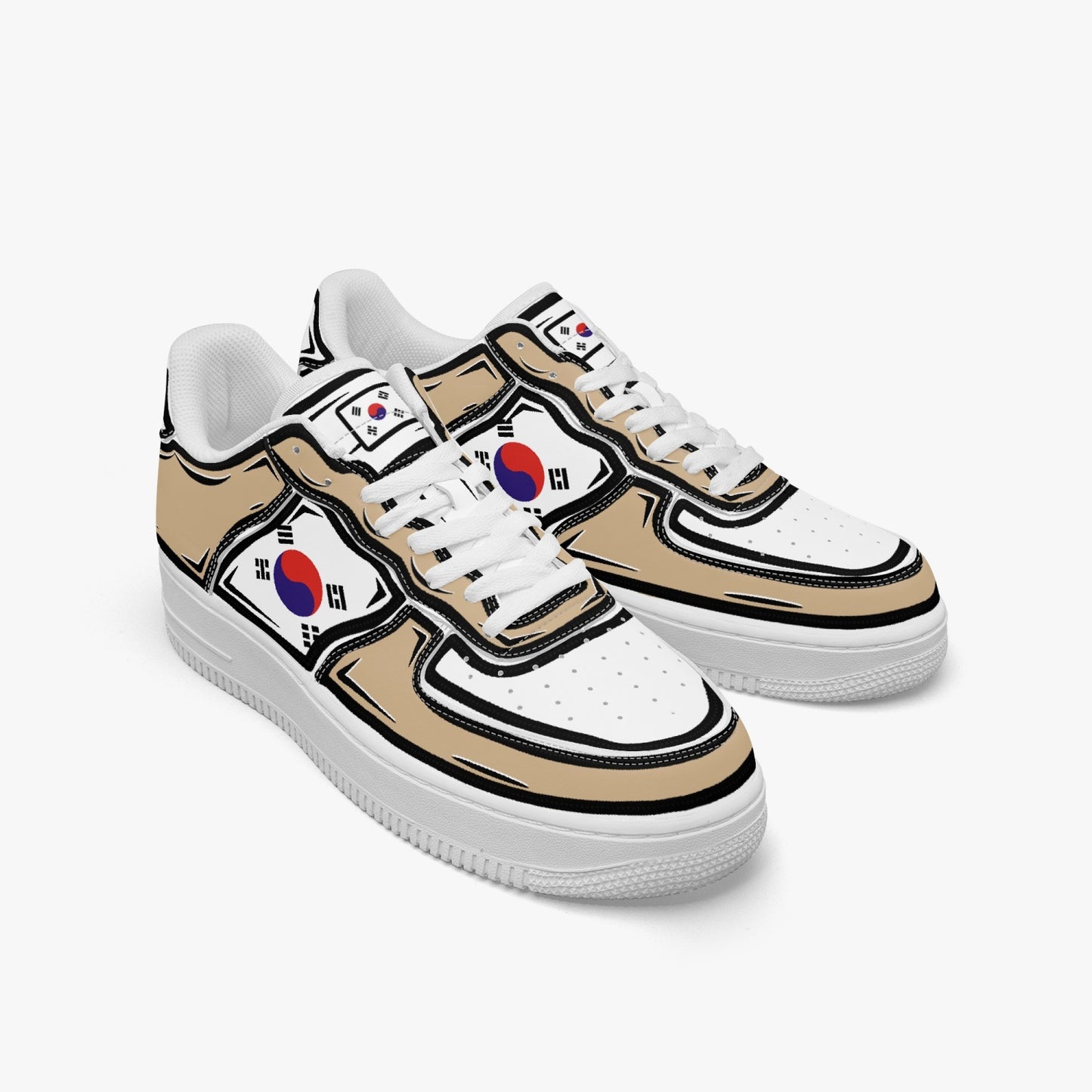 South Korea Cartoon Force 1 Low Tops (Tan) - Men's & Women's