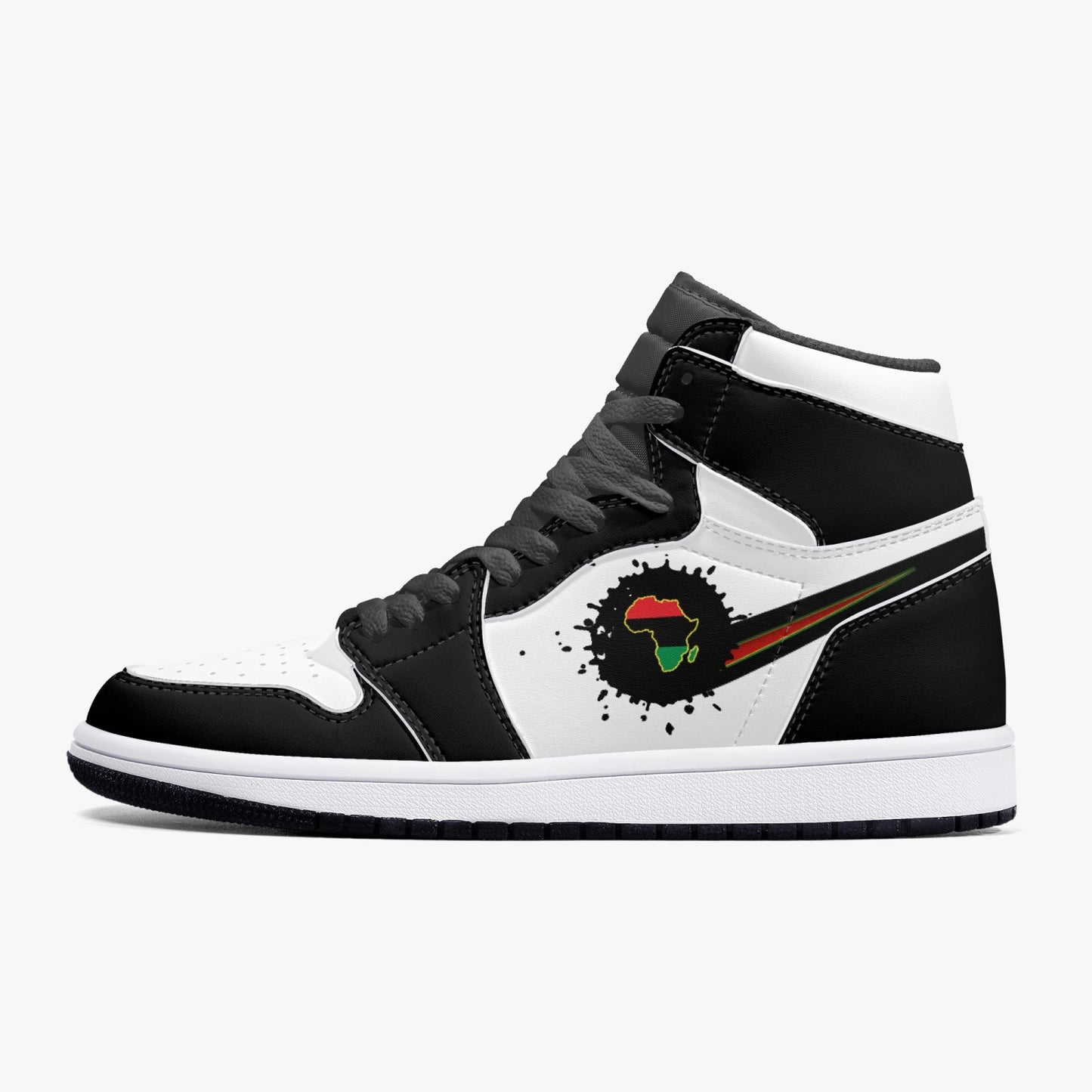 Air Africa Splattered Icon Black/White High Tops (Black Sole) - Men's & Women's