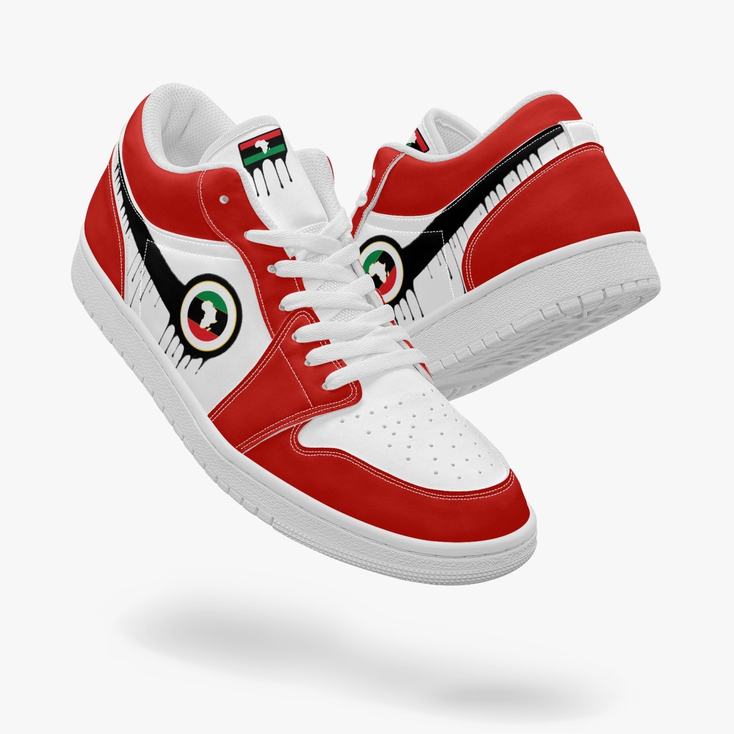 Air Africa Black Drip / Red & White Low Tops (White Sole) - Men's & Women's