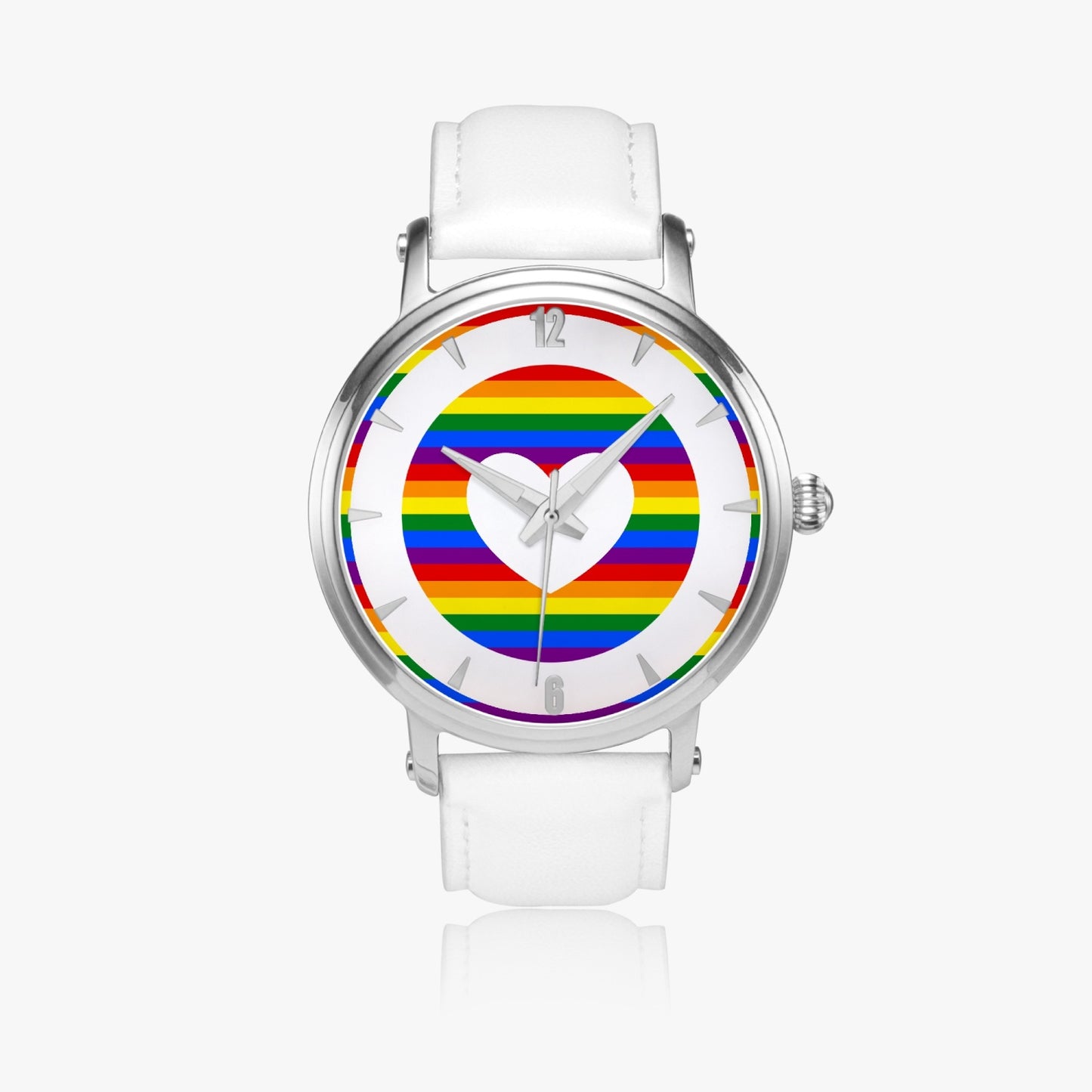 Rainbow Pride Premium Leather Men's Watch - Silver / Rose Gold / Black