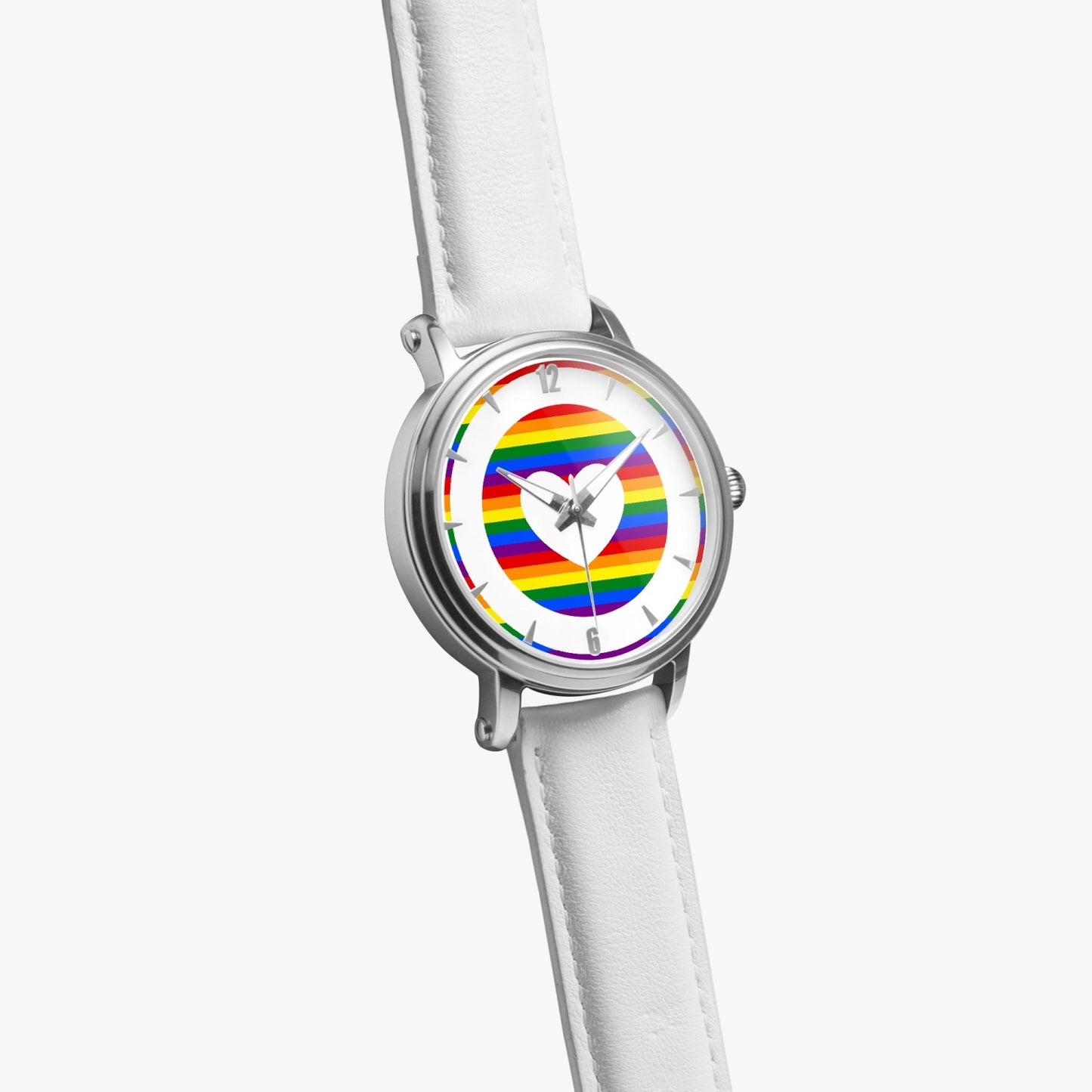 Rainbow Pride Premium Leather Men's Watch - Silver / Rose Gold / Black