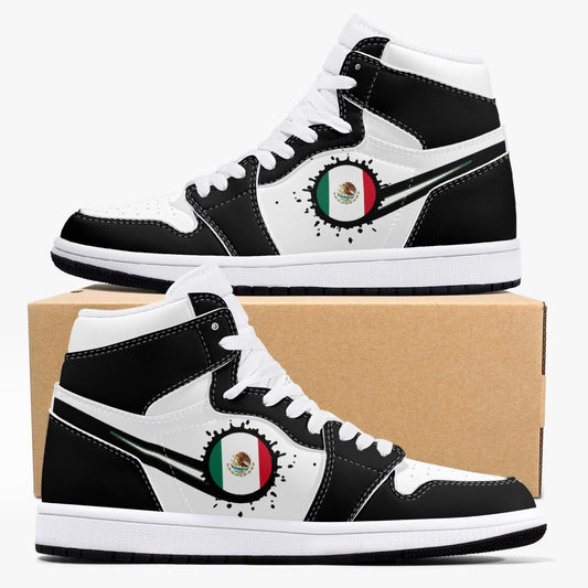 Air Mexico Splattered Icon Black/White High Tops (Black Sole) - Men's & Women's