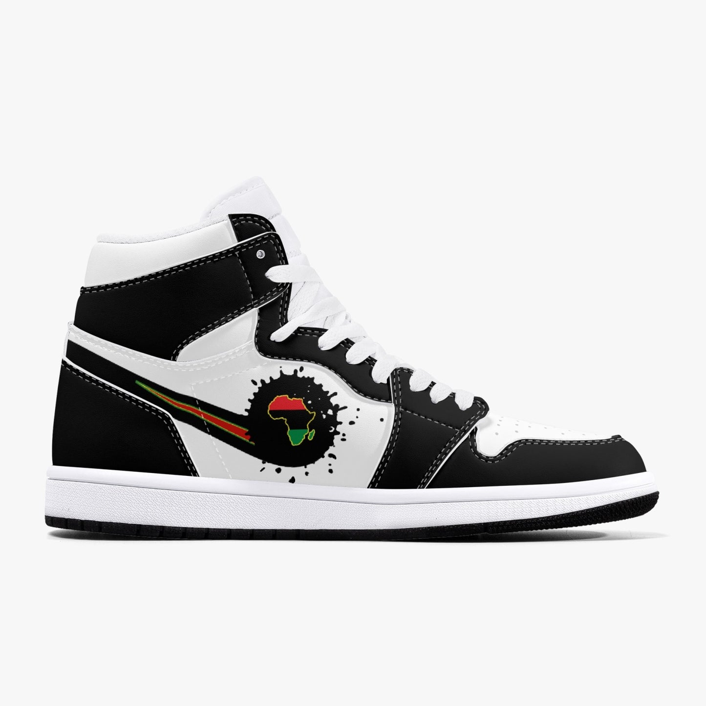 Air Africa Splattered Icon Black/White High Tops (Black Sole) - Men's & Women's