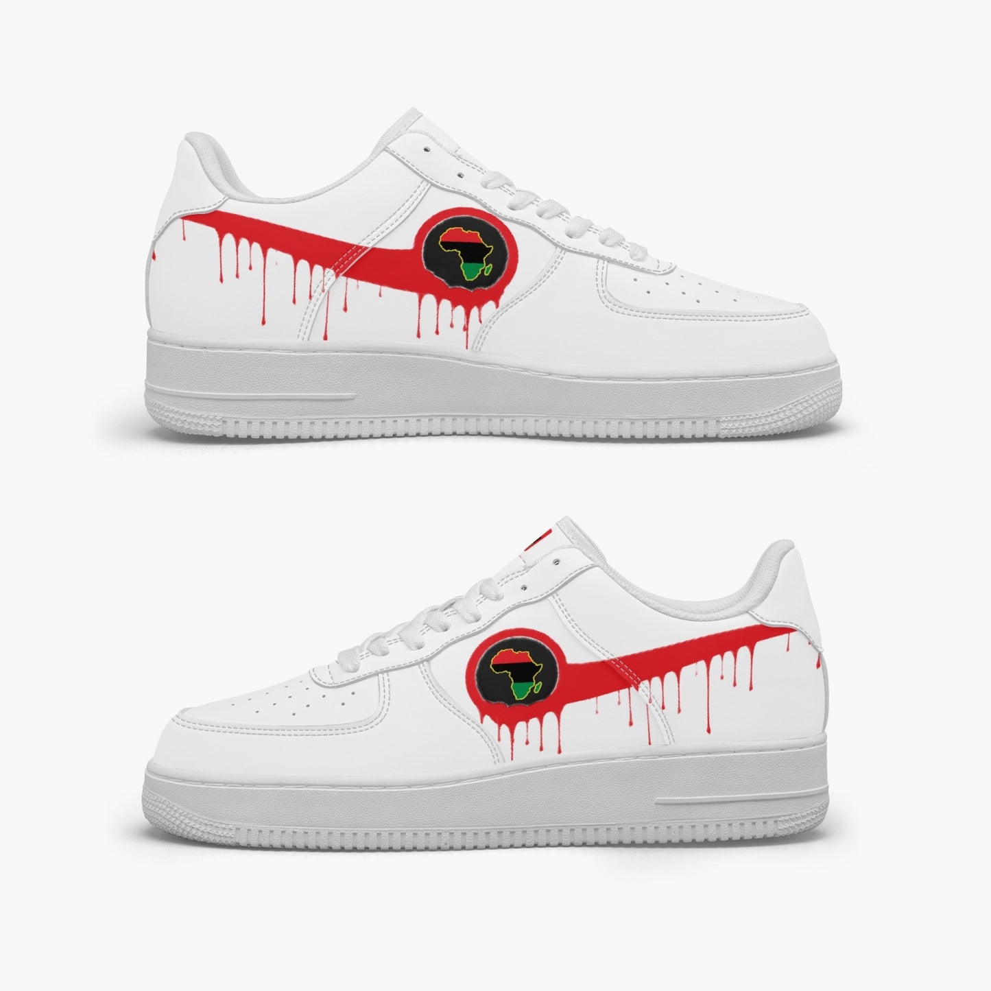 Africa Red Drip R-Force 1 Low Tops (White) - Men's & Women's