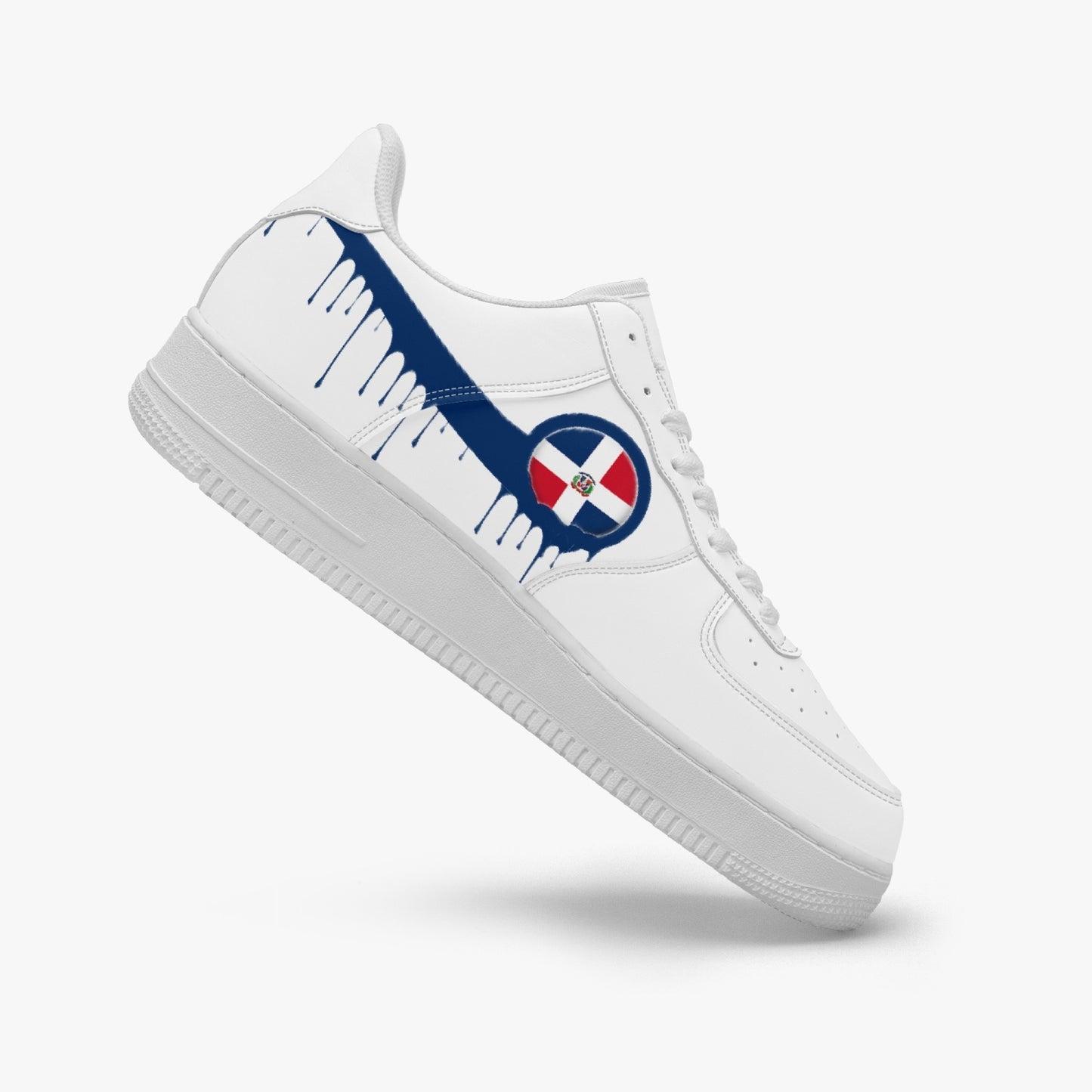 Dominican Blue Drip R-Force 1 Low Tops (White) - Men's & Women's