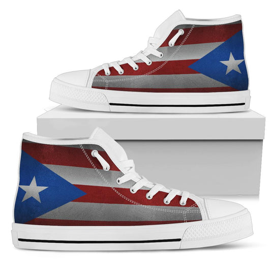 Puerto Rico Flag Shadow Canvas High Tops - Men's & Women's