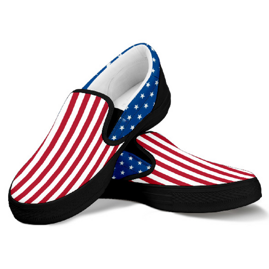 American Flag Canvas Slip-Ons - Men's & Women's