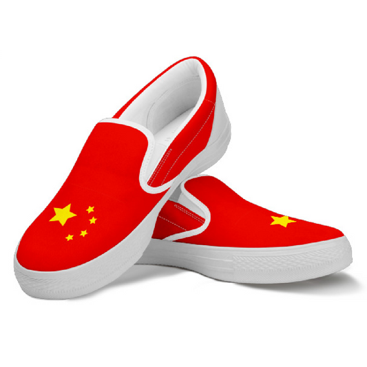 China Flag Canvas Slip-Ons - Men's & Women's