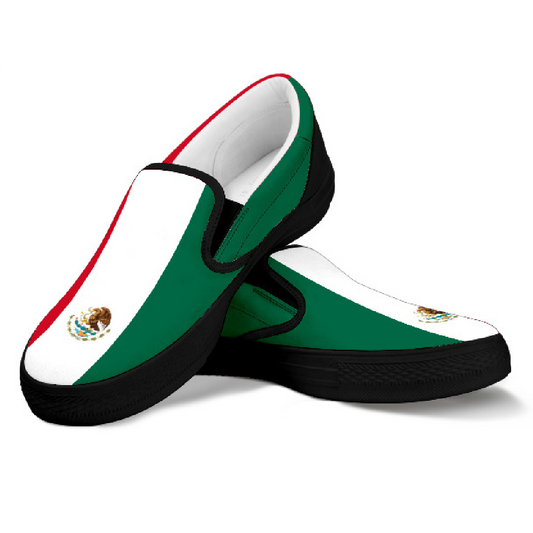 Mexico Flag Canvas Slip-Ons - Men's & Women's