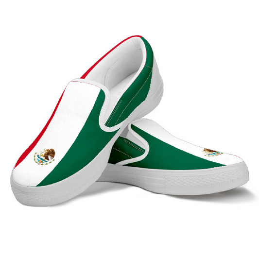 Mexico Flag Canvas Slip-Ons - Men's & Women's