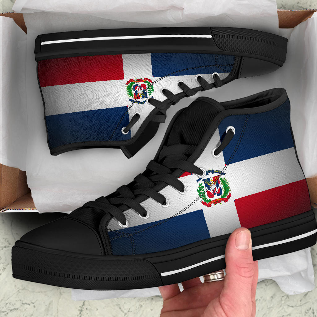 Dominican Flag Shadow Canvas High Tops - Men's & Women's